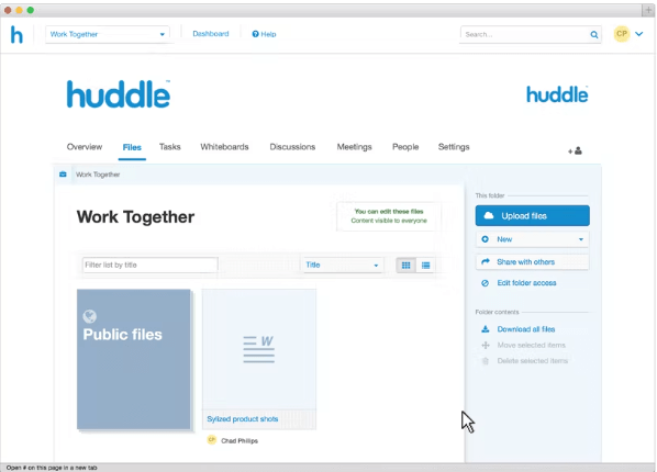 Huddle board portal interface 2