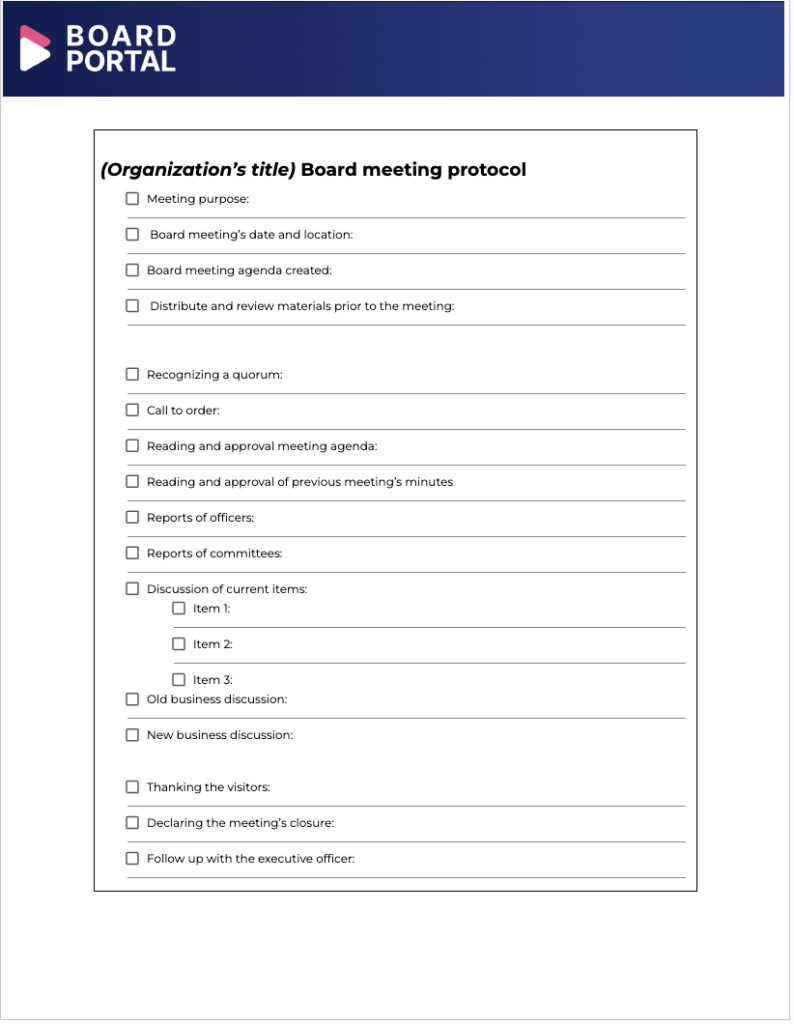 board meeting protocol