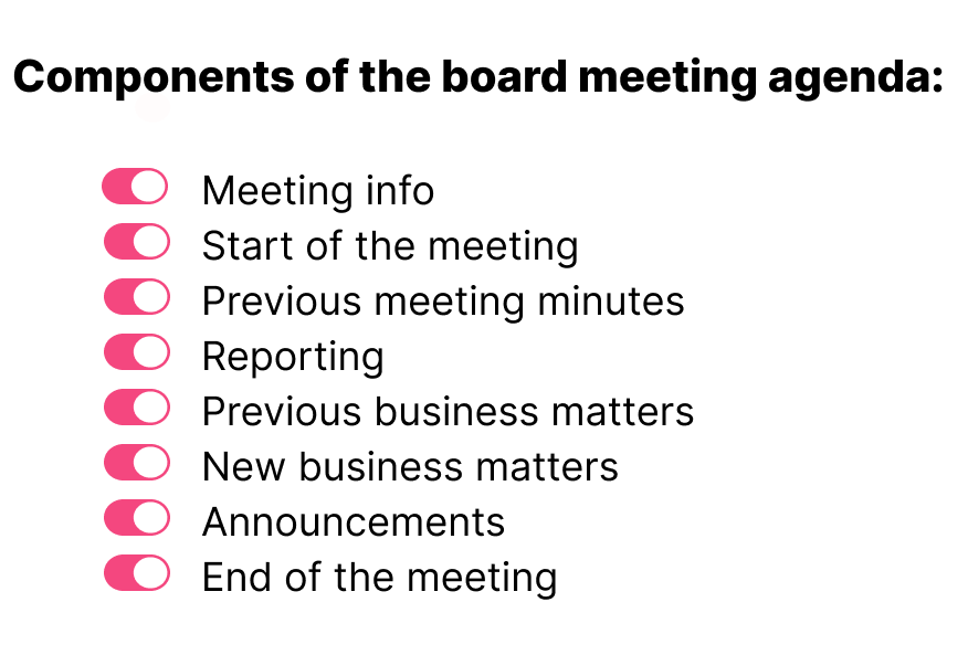board meeting agenda structure